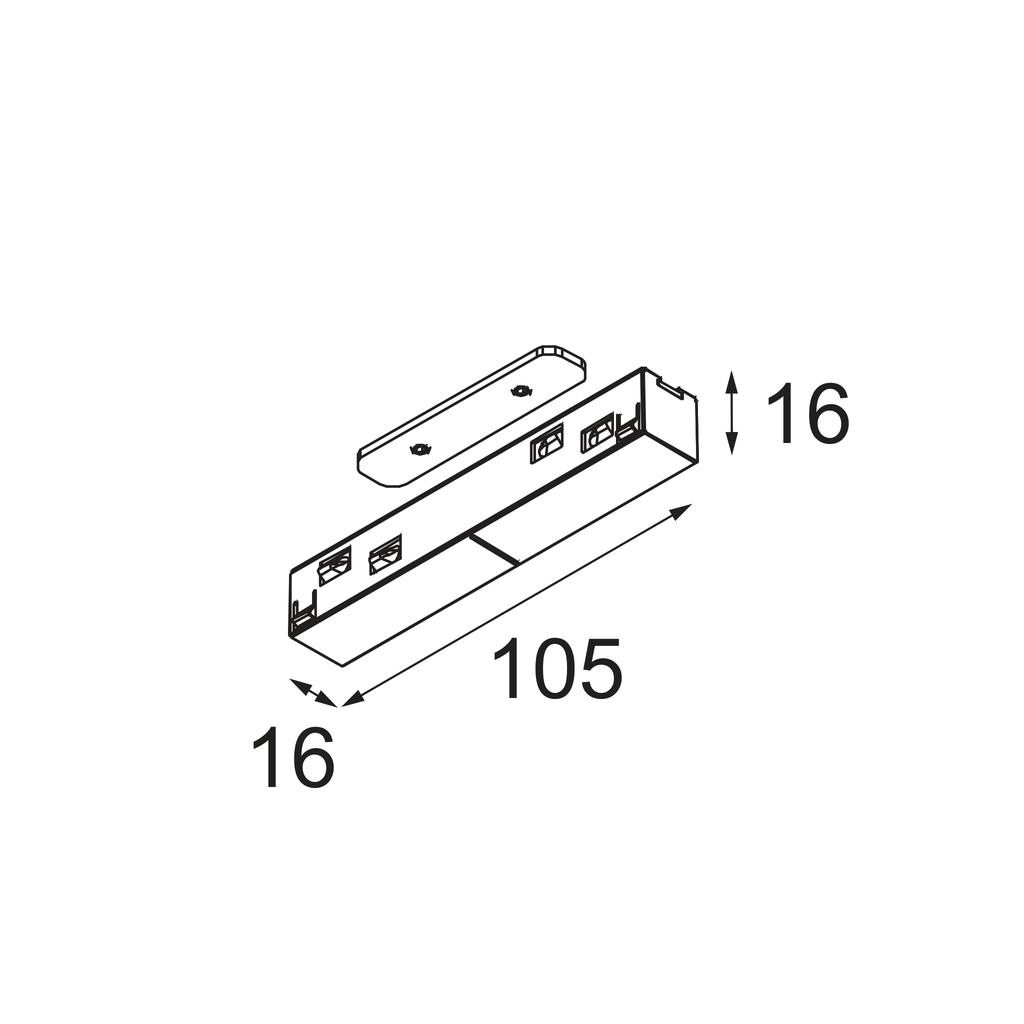 [MDL-13419732] Track 48V Connection 180° Electrical/Mechanical (For Recessed Mounting) Black Structure