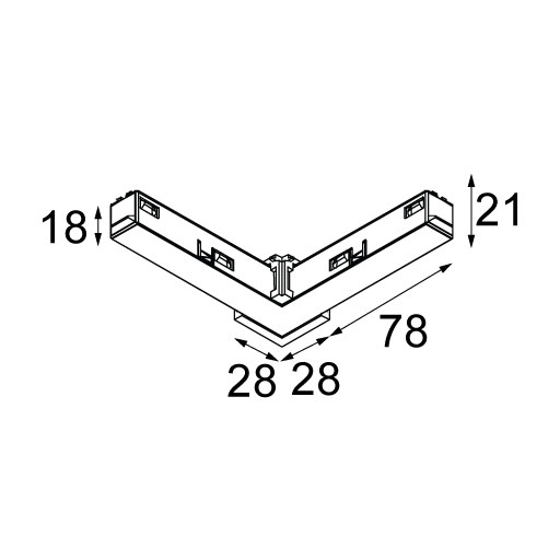 [MDL-13418132] Track 48V Connection 90° Electrical/Mechanical (For Surface Mounting) Inside Black Structure
