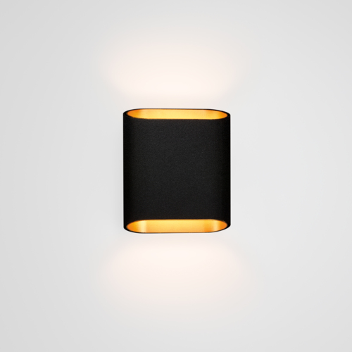 Trapz Wall Up/Down 2x LED 2700K Trailing Edge DI Black Structure - Gold Anodised