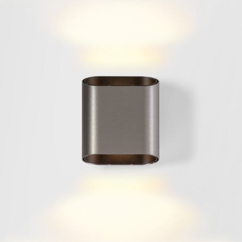 Trapz Wall Up/Down 2x LED 2700K Trailing Edge DI Silver Bronze Brushed Anodised - Black Matt