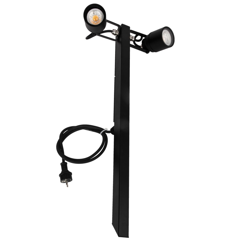 UFO MINI tuinpaal met grondpin - met glas - H pin 850mm zwart textuur ano