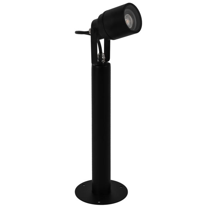 UFO MINI tuinpaal met grondplaat - op ronde buis - met glas zwart textuur ano