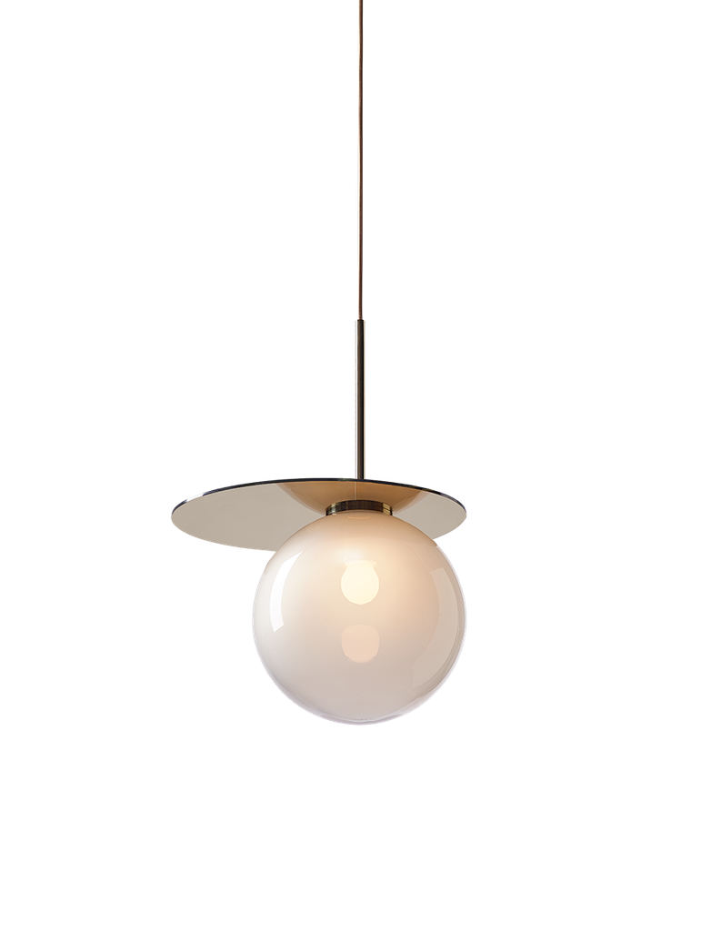 Umbra pendant light, light grey glass, gold fitting