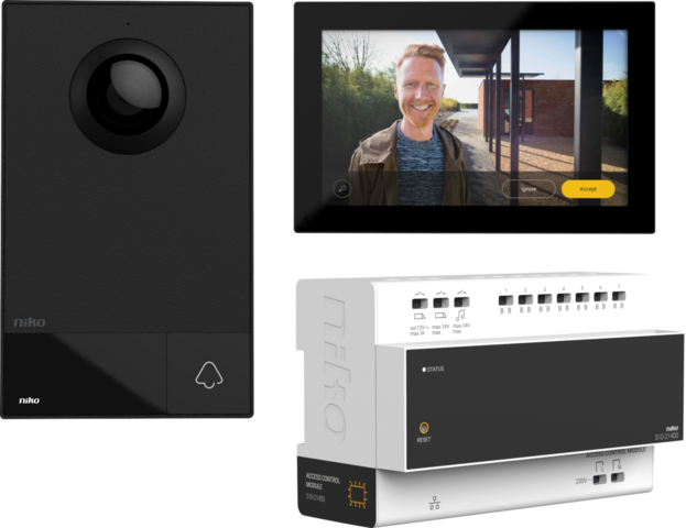 [NIK-510-01501] VIDEOKIT, 2-DRAADS, BUITEN- EN BINNENPOST, OPBOUW, 1 BELDRUKKNOP