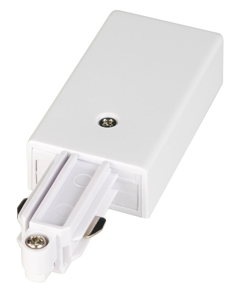 VOEDING, voor 1-fase opbouwrail, wit, aarde links