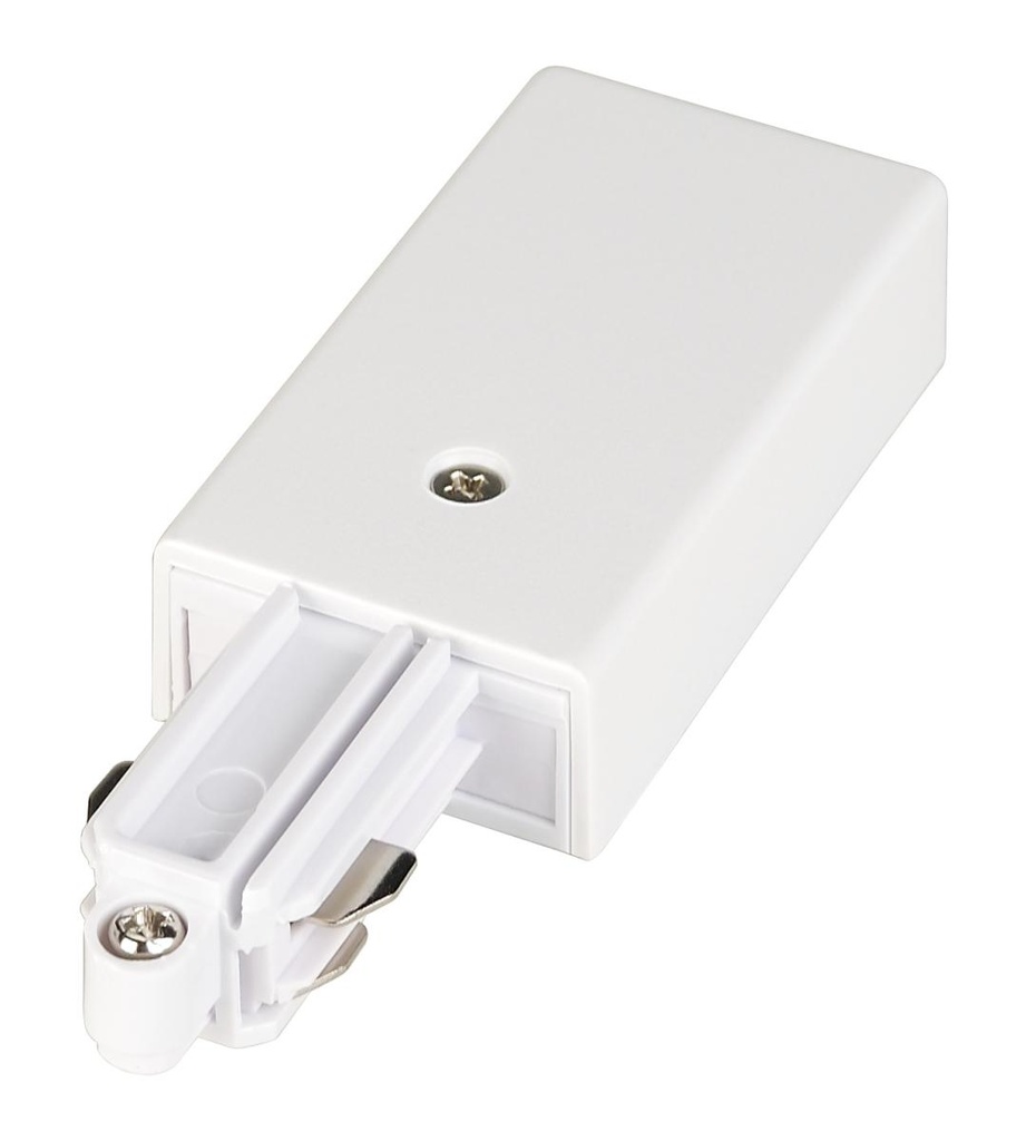 VOEDING, voor 1-fase opbouwrail, wit, aarde rechts