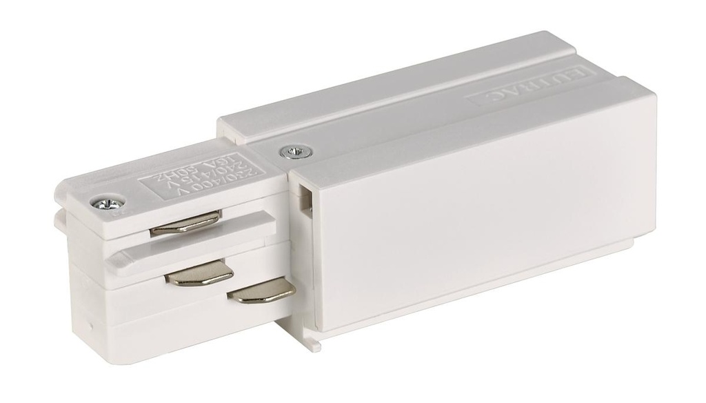 VOEDING, voor EUTRAC 3-fase 230V opbouwrail, aarde rechts, wit