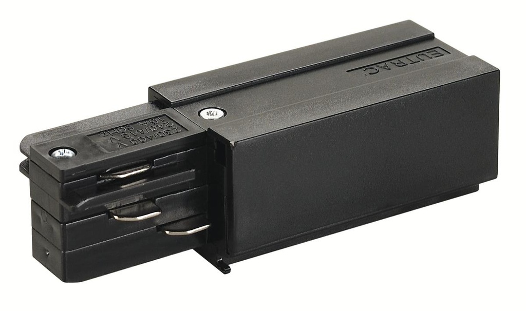 VOEDING, voor EUTRAC 3-fase 230V opbouwrail, aarde rechts, zwart