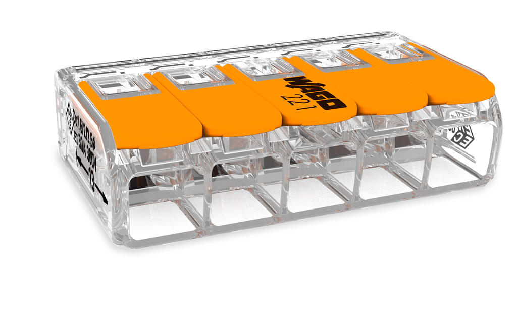 Verbindingsklem met hendels voor alle soorten geleiders, transparant