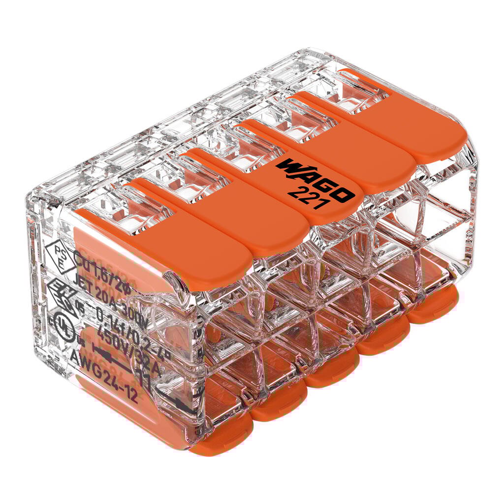 Verbindingsklem met hendelsvoor alle soorten geleidersmax. 4 mm²10-draads