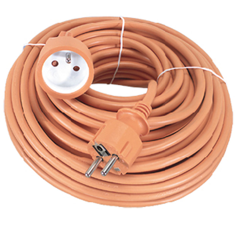 Verlengsnoer - 2P+A mannelijk - 2P+A vro uwelijk - 3G1,5 - H05VVH-F - Oranje- 25m