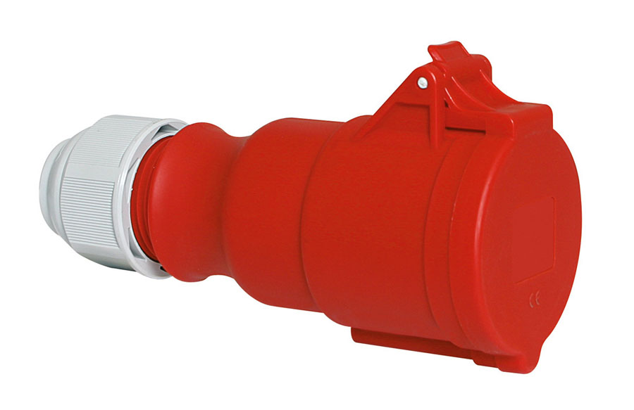 [DEM-31017] cee koppelstekker 32A 3P+A 400V IP44 schroefaansluiting+multigrip