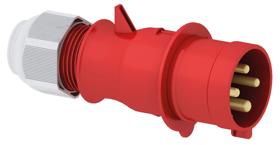 [DEM-21017] cee stekker 32A 3P+A 400V IP44 schroefaansluiting+multigrip