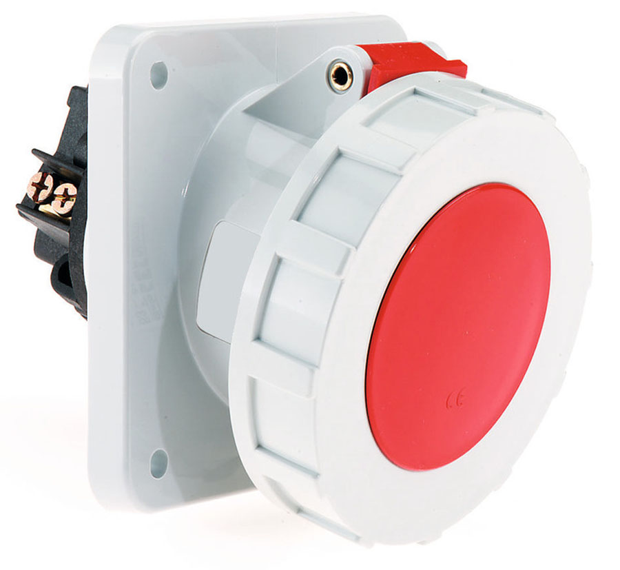 [DEM-129] inbouw cee stopcontact 63A 3P+N+A 400V IP67, schroefaansluiting