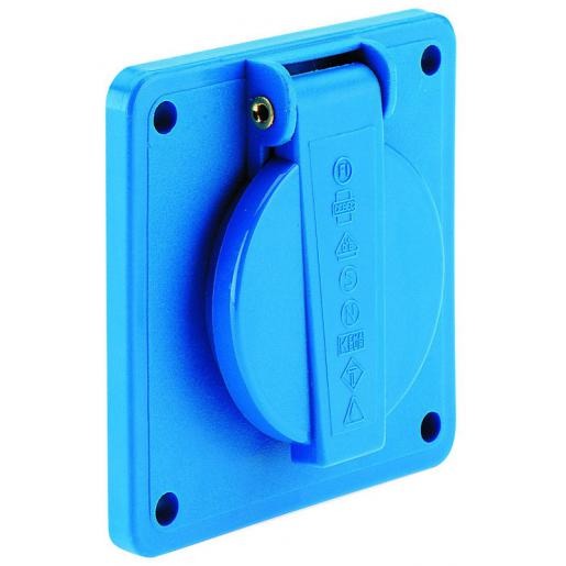 [DEM-7161] inbouwstopcontact 16A 2P+BA 230V IP54  75x75  blauwe kleur  fix. 60x60