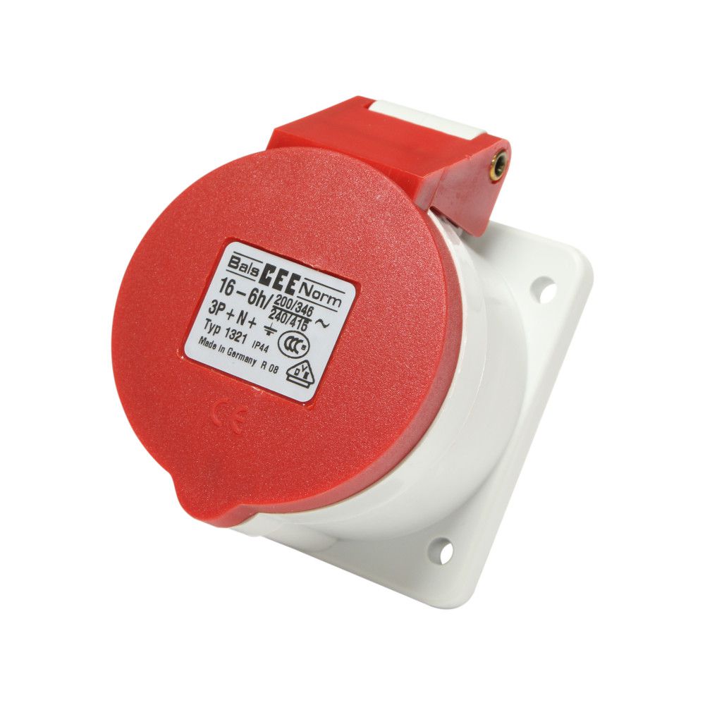 [DEM-1321] prise cee encastré 16A 3P+N+A 400V IP44, schroefaansluiting