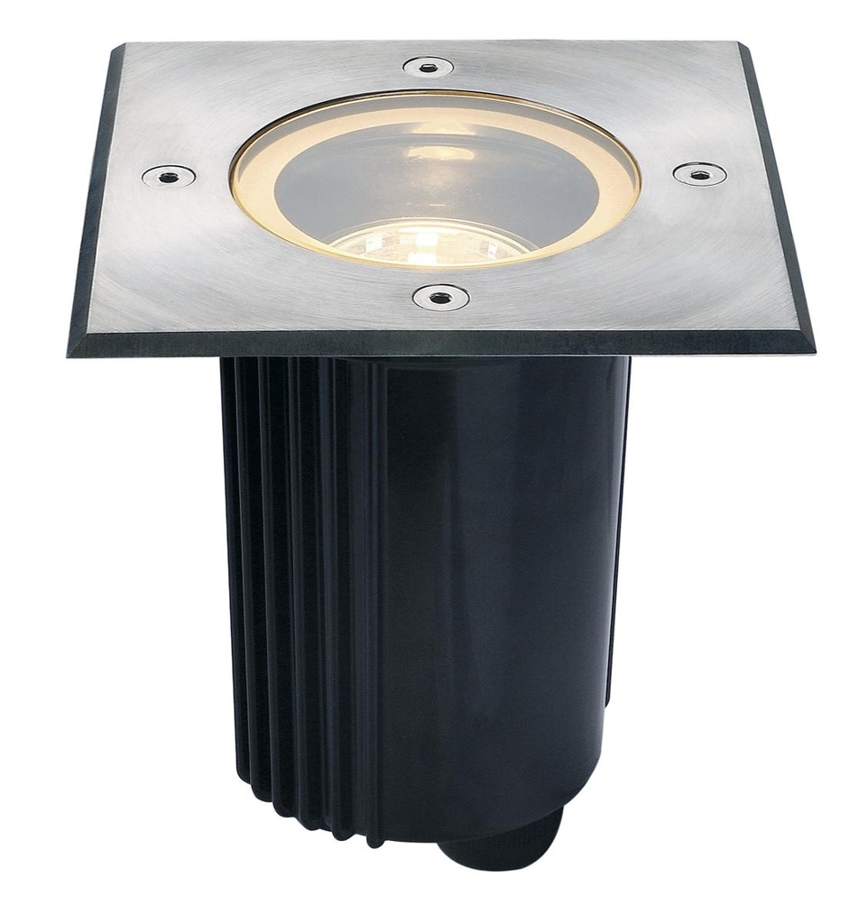 DASAR 80, outdoor grondinbouwspot, QPAR51, IP67, hoekig, roestvrij staal 316, max. 35W