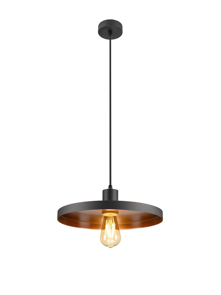 LALU® SET, pendelarmatuur, E27 base, PLATE 33, pendellengte 200 cm, 1 x max. 7,5 W, zwart