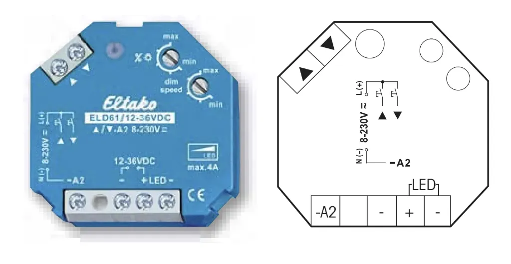 [ELT-ELD61/12-36VDC] Electronische LED inbouwdimmervoor 12..36VDC LED's