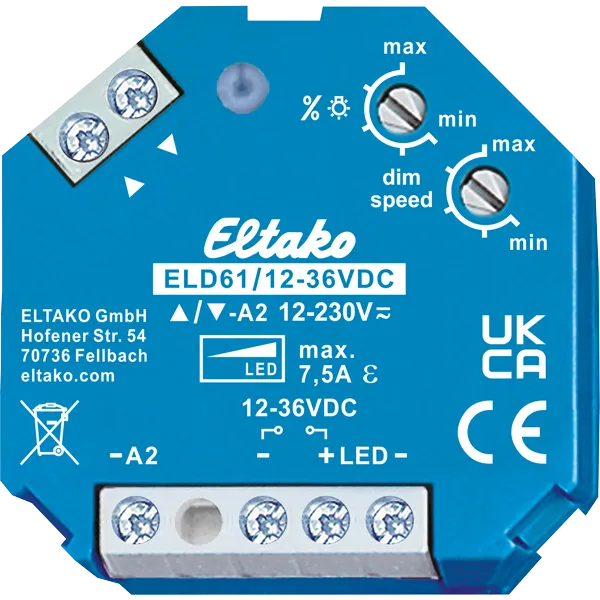 [ELT-ELD61/12-36VDC] Electronische LED inbouwdimmervoor 12..36VDC LED's