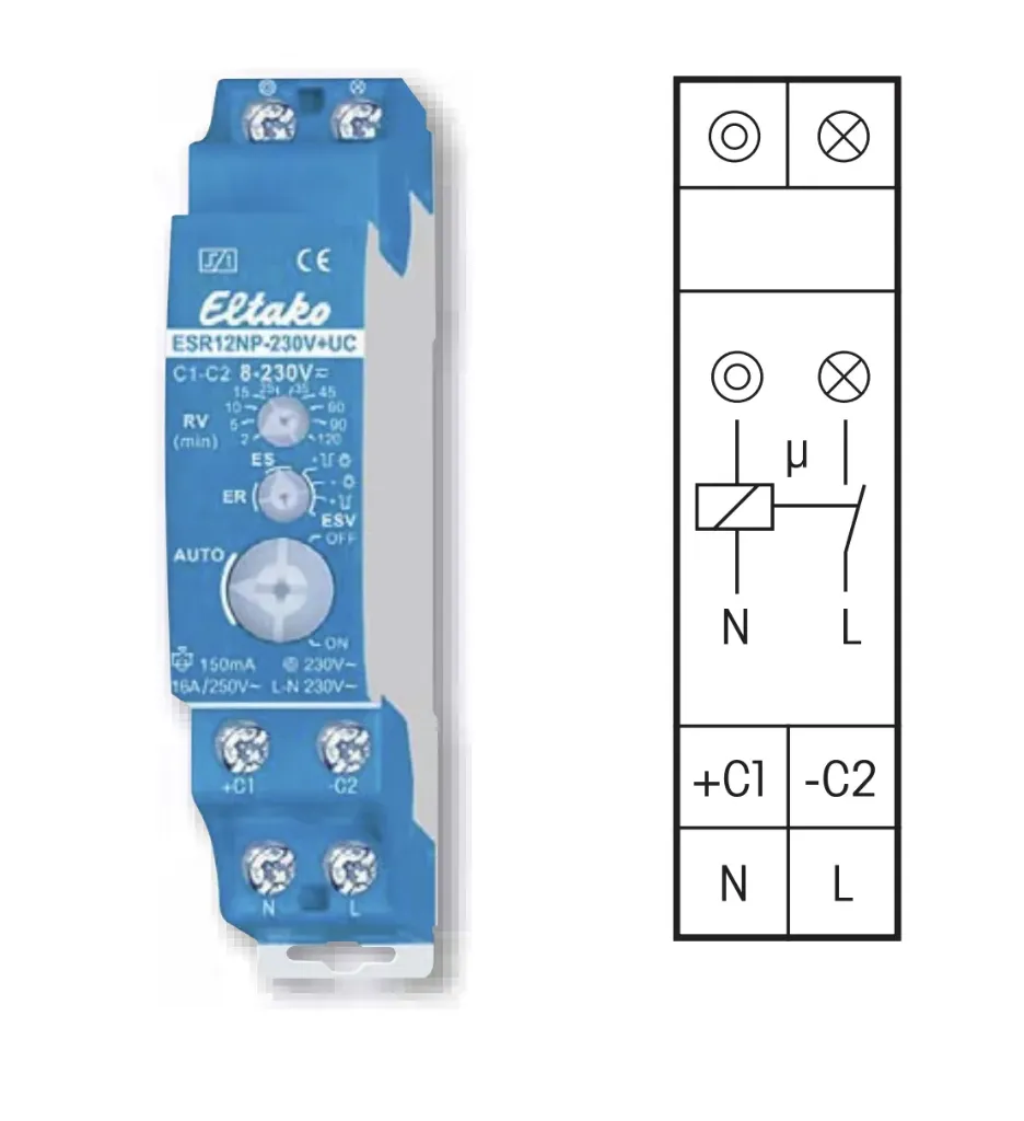 [ELT-ESR12NP-230V+UC] Impulsschakel./relais(+uitschakelvertrag.) 1NO 16A