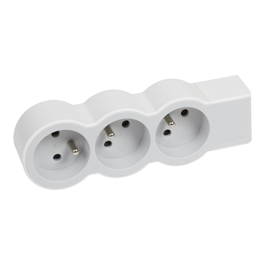 [LEG-049496] Standaard contactdoos 3x2P+A zonder snoer - wit-grijs