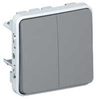 PLEXO dubb. drukknop 10a 250v samenstelbaar grijs