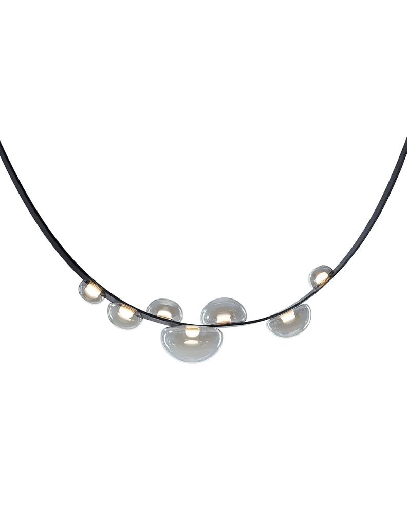 DEW DROPS pendant light, leather, TRIAC