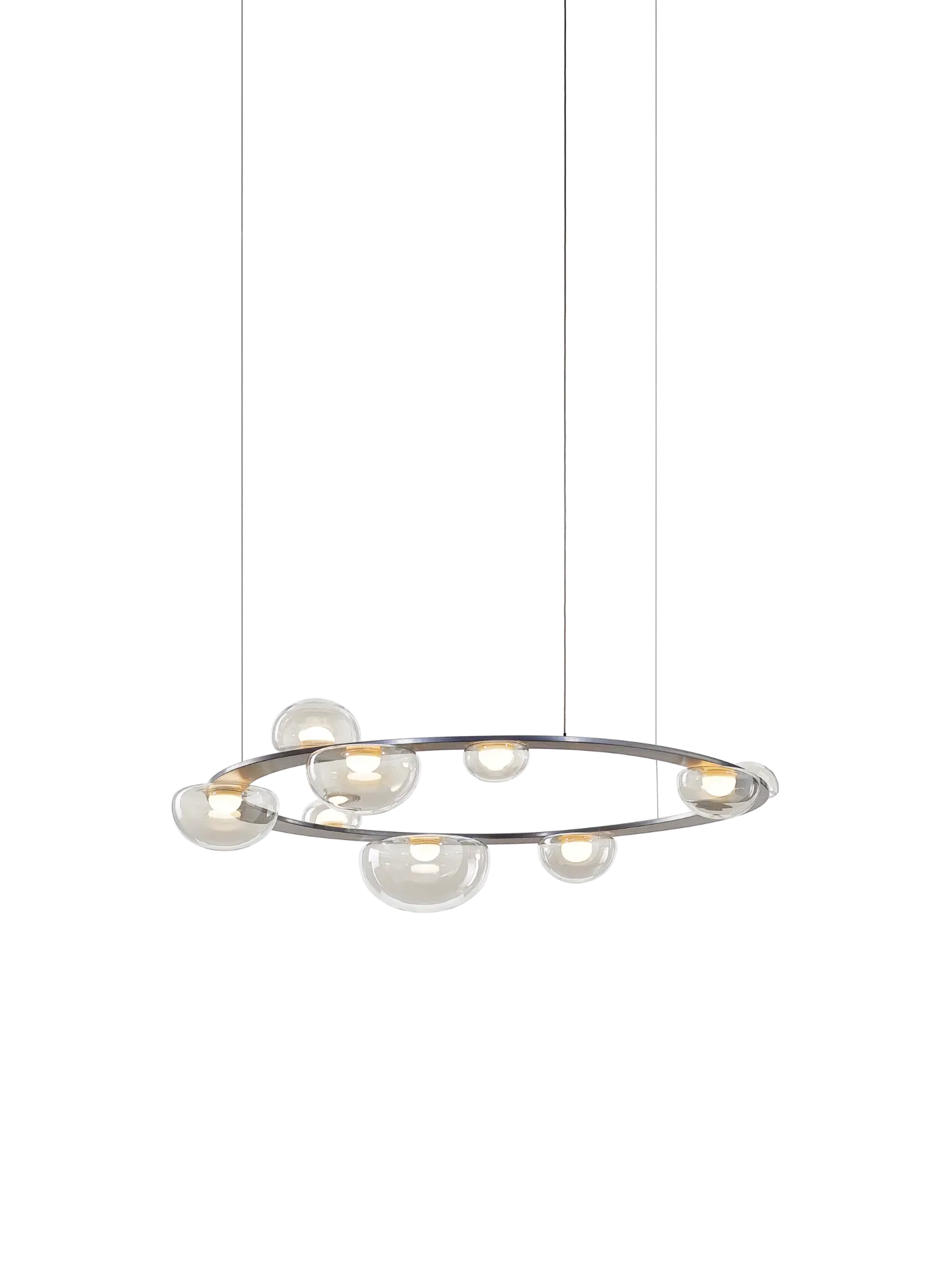 DEW DROPS Circle pendant, brushed anthracite fitting, TRIAC