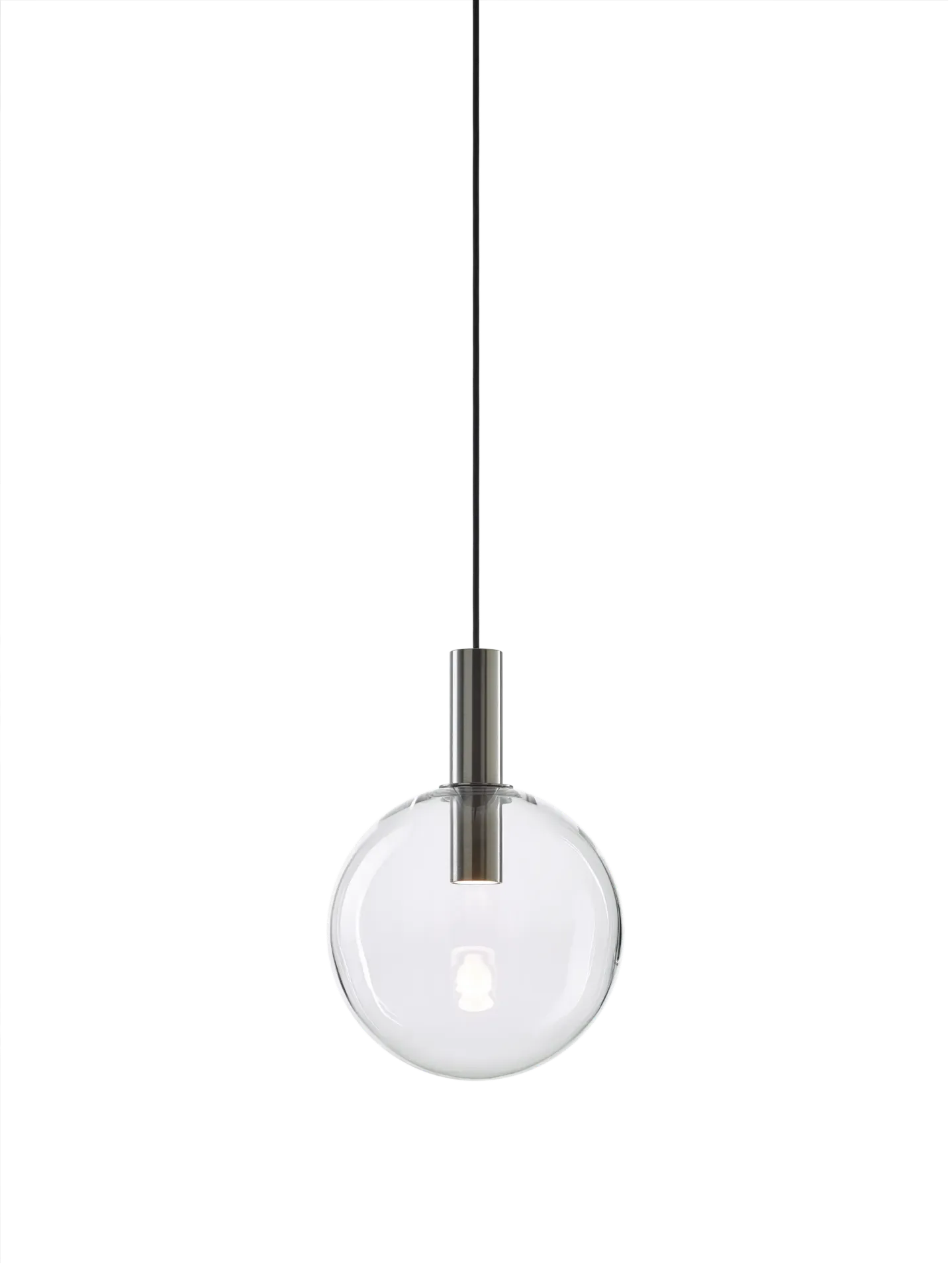 DIVINA pendant light with canopy glass, brushed silver fitting, dimmable
