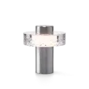 OLLO portable lamp, clear glass, brushed silver fitting, dimmable