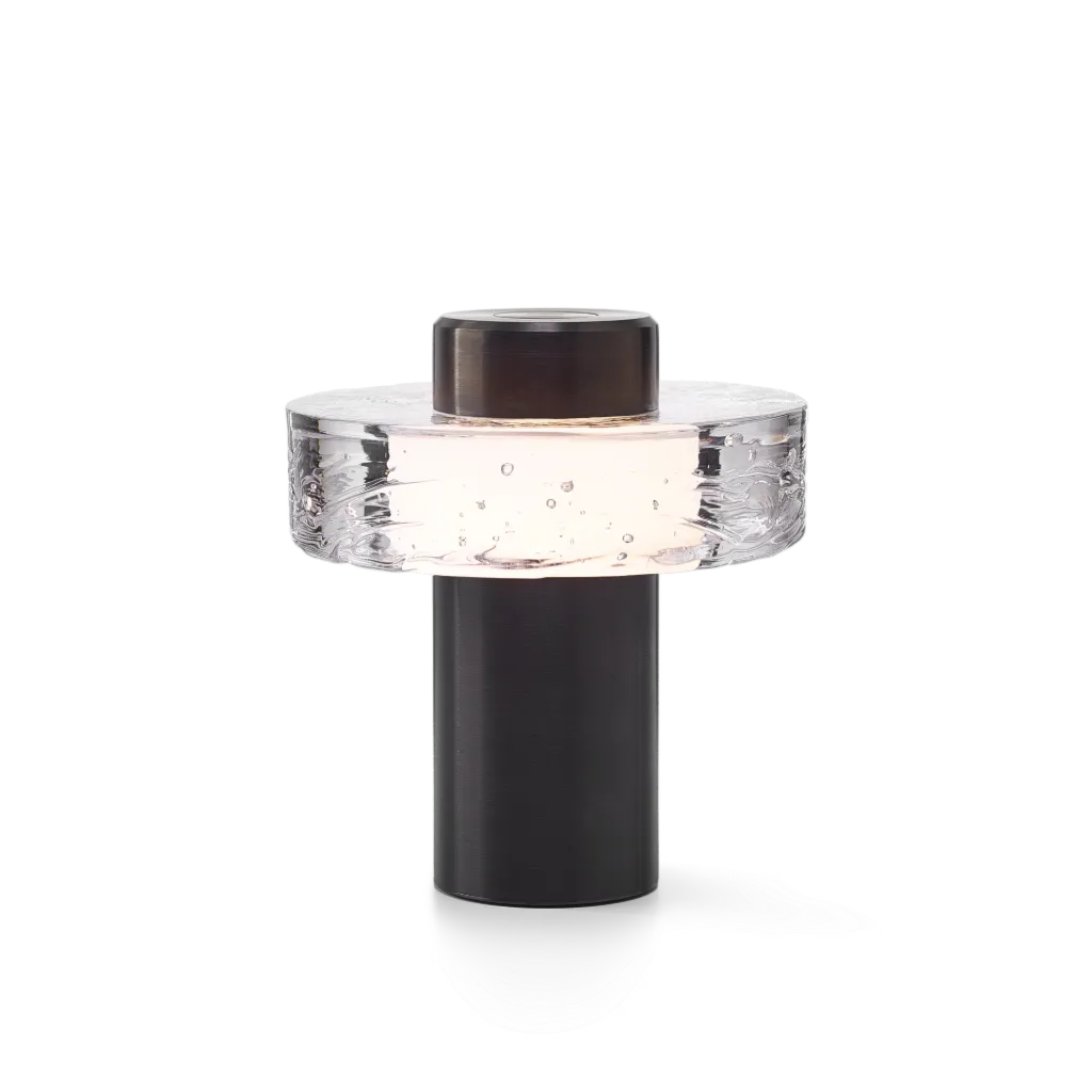 [BOM-1/09/95604L/1/00000/149/A/BA] OLLO portable lamp, clear glass, brushed anthracite fitting, dimmable