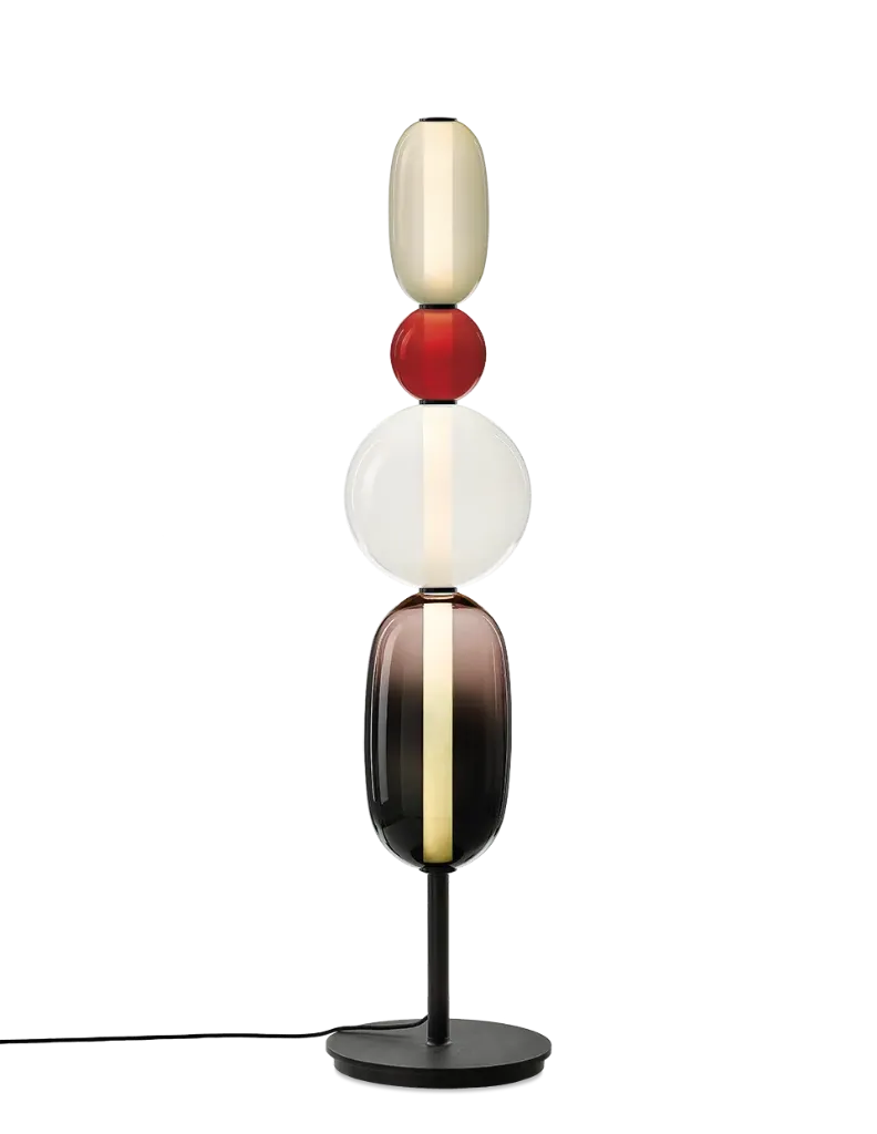 PEBBLES floor large, configuration 5 glass, black fitting, TRIAC