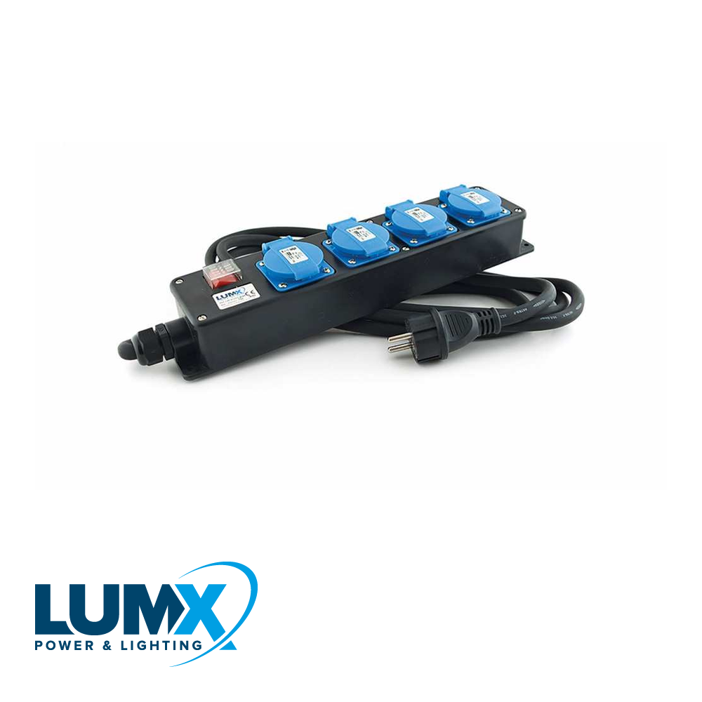 [PRO-LM41210] Verdeelblok met 4 stopcontacten en schakelaar - 250V/16A / 10m H07RN-F 3G2,5
