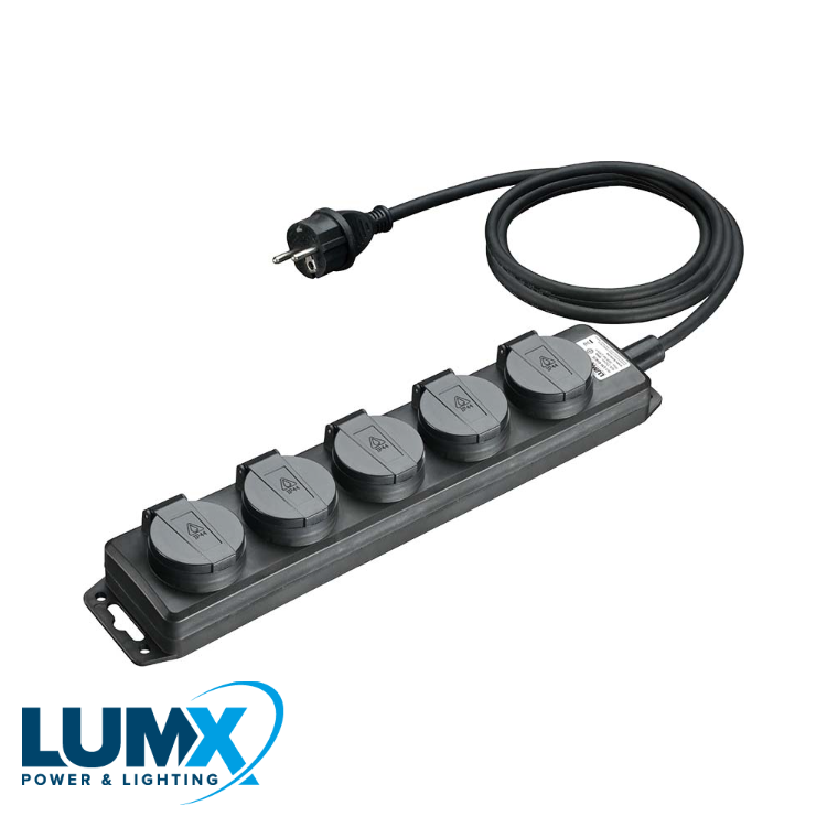 Verdeelblok met 5 stopcontacten - 250V/16Ah / 3m H07RN-F 3G2,5
